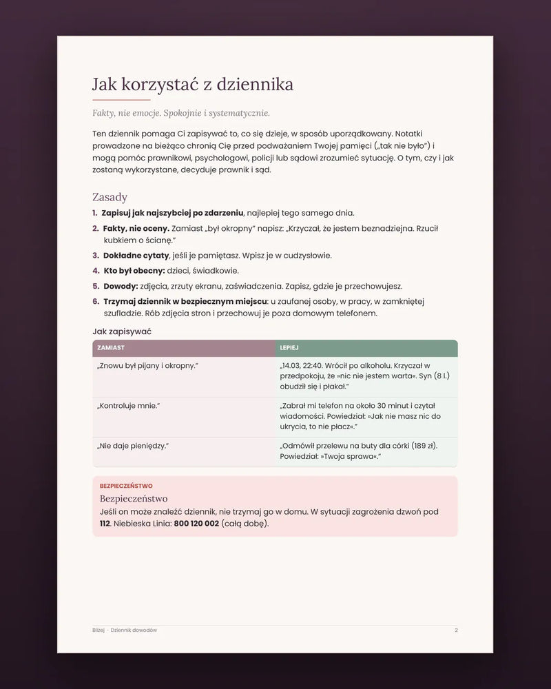 Dziennik dowodów: jak zapisywać fakty